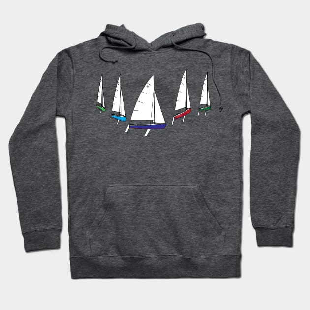 Flying Scot Sailboats Rounding a Mark Hoodie by CHBB